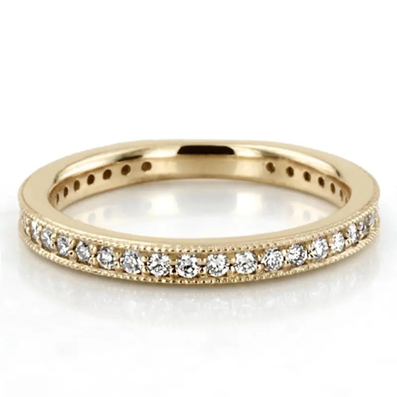 18K white gold Pave Set Anniversary Band With Migrain Edge (1/3 ct. tw.) - alternate view 2