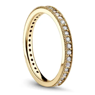 18K white gold Pave Set Anniversary Band With Migrain Edge (1/3 ct. tw.) - alternate view 3 thumbnail