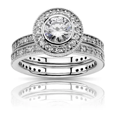 18K white gold Pave Set Anniversary Band With Migrain Edge (1/3 ct. tw.) - alternate view 5 thumbnail
