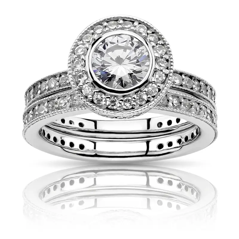 18K white gold Pave Set Anniversary Band With Migrain Edge (1/3 ct. tw.) - alternate view 5
