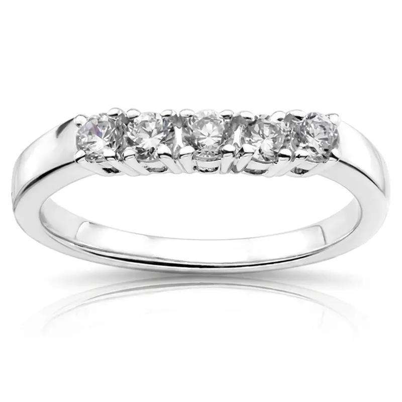 14K white gold Slightly curved 5 stone matching band (0.45 ct. tw.) - main view