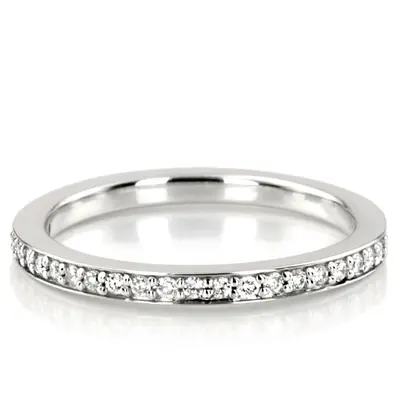 14K white gold Slim Pavé Diamond Stackable Wedding Band (1/4 ct. tw.) - alternate view 2 thumbnail