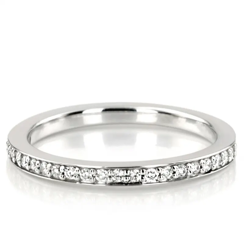 14K white gold Slim Pavé Diamond Stackable Wedding Band (1/4 ct. tw.) - alternate view 2