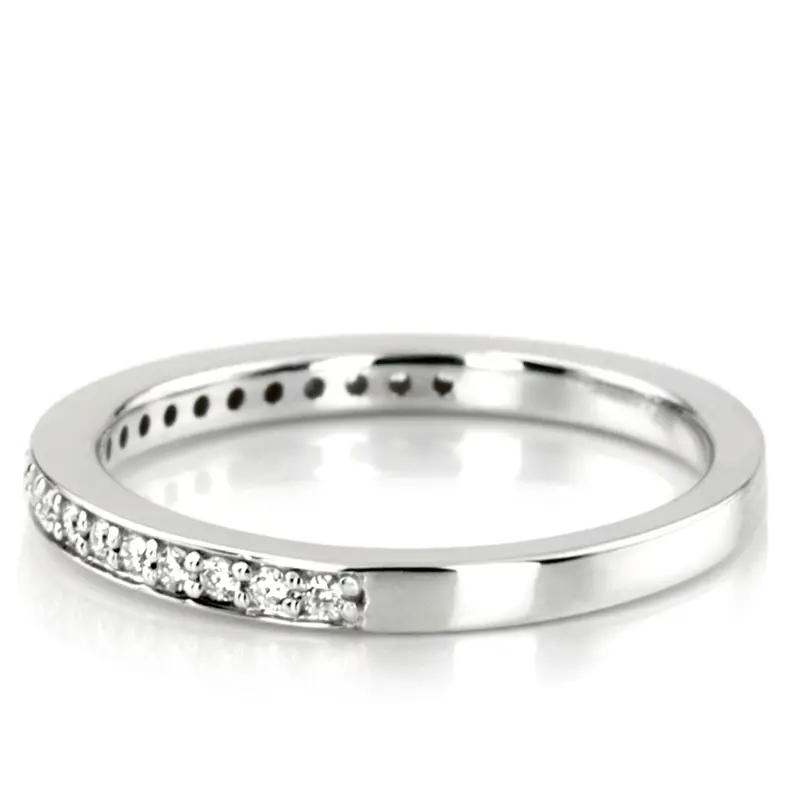14K white gold Slim Pavé Diamond Stackable Wedding Band (1/4 ct. tw.) - alternate view 7