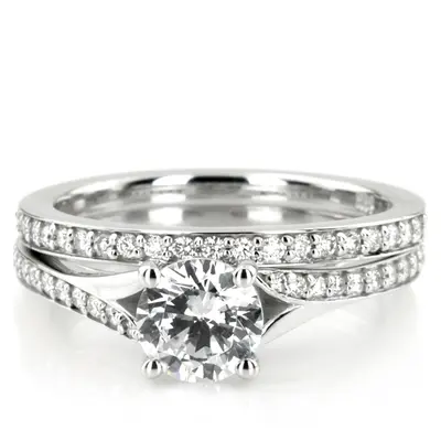 14K white gold Slim Pavé Diamond Stackable Wedding Band (1/4 ct. tw.) - alternate view 6 thumbnail