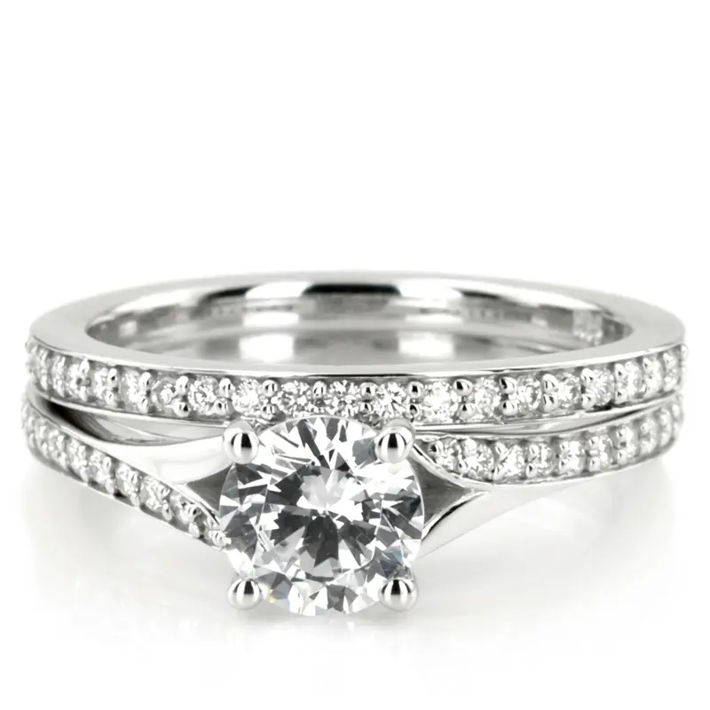14K white gold Slim Pavé Diamond Stackable Wedding Band (1/4 ct. tw.) - alternate view 6
