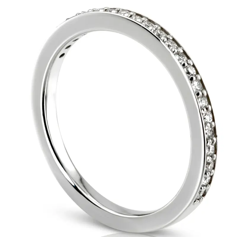 14K white gold Slim Pavé Diamond Stackable Wedding Band (1/4 ct. tw.) - alternate view 4