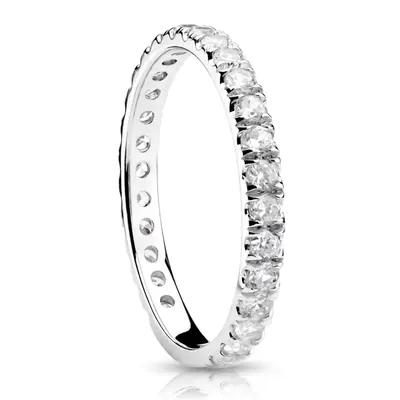 14K white gold Micro Pavé Round Diamond Anniversary Band (3/4 ct. tw.) - alternate view 6 thumbnail