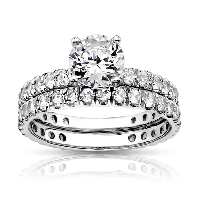 14K white gold Micro Pavé Round Diamond Anniversary Band (3/4 ct. tw.) - alternate view 5