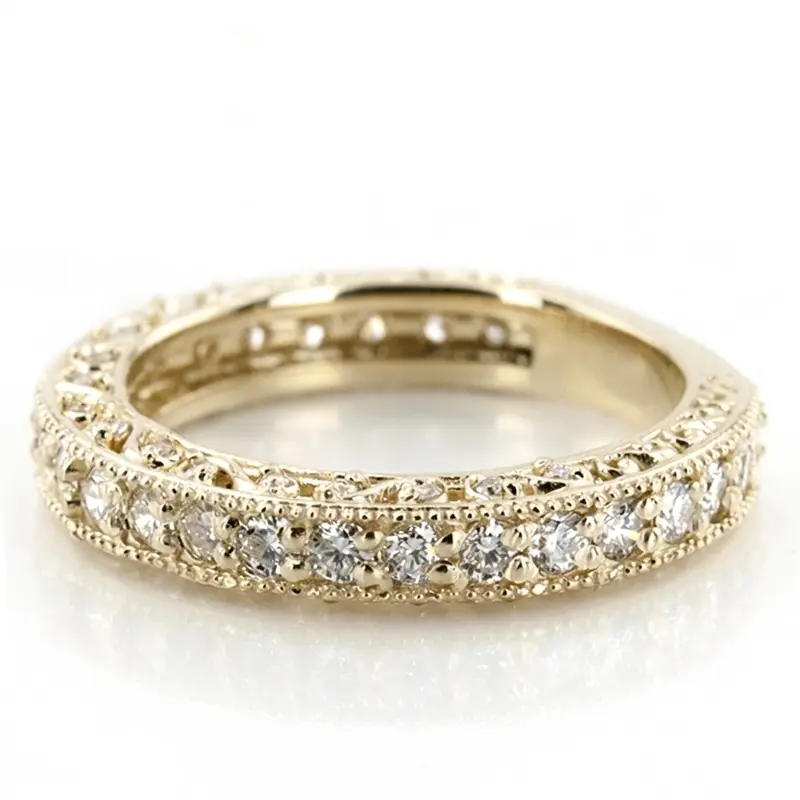 18K white gold Filigree Scroll Work Diamond Anniversary Wedding Band (1.00 ct. tw.) - alternate view 2