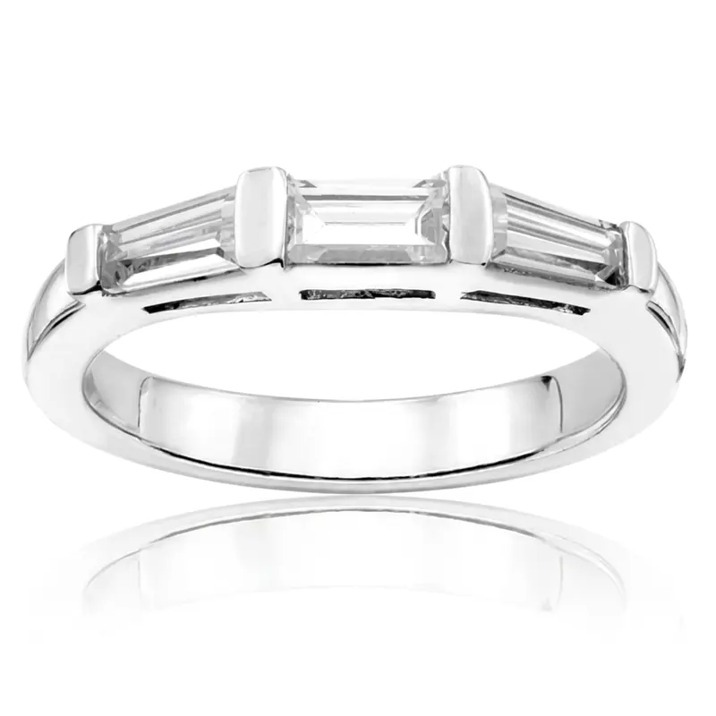 14K white gold Baguette Cut Diamond Matching Band (0.48ct. tw.) - main view