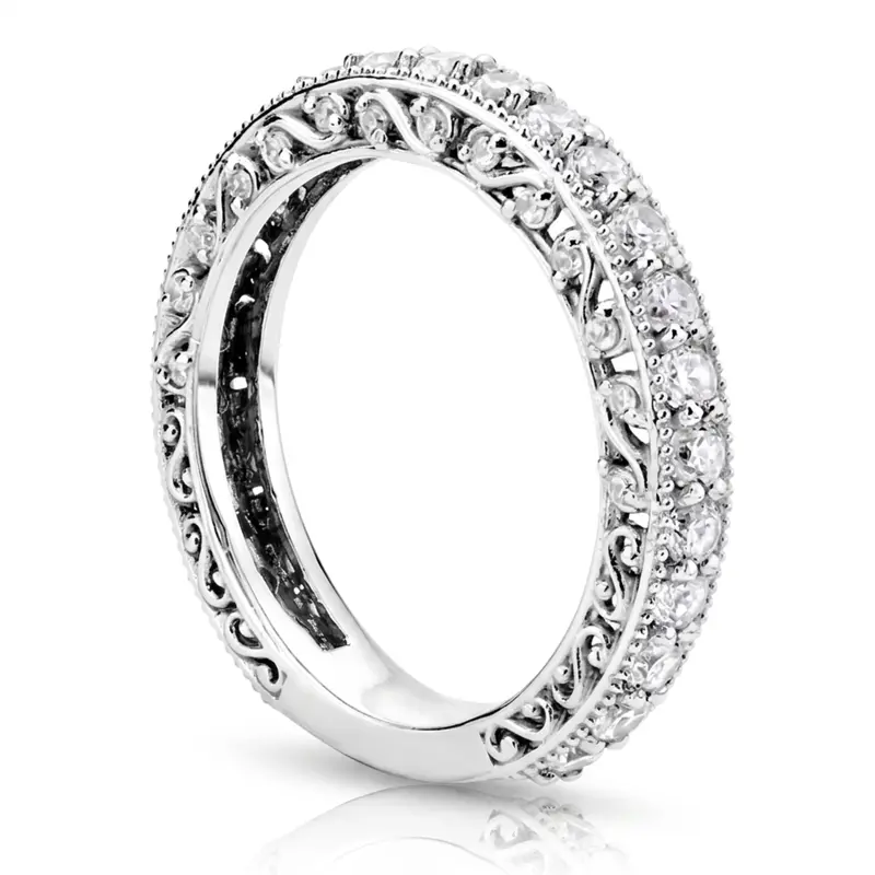 18K white gold Filigree Scroll Work Diamond Anniversary Wedding Band (1.00 ct. tw.) - alternate view 8