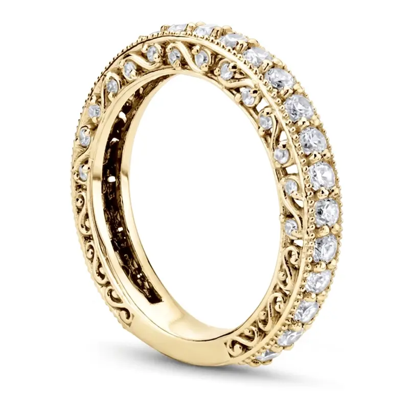 18K white gold Filigree Scroll Work Diamond Anniversary Wedding Band (1.00 ct. tw.) - alternate view 5