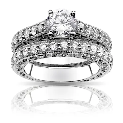 18K white gold Filigree Scroll Work Diamond Anniversary Wedding Band (1.00 ct. tw.) - alternate view 7 thumbnail