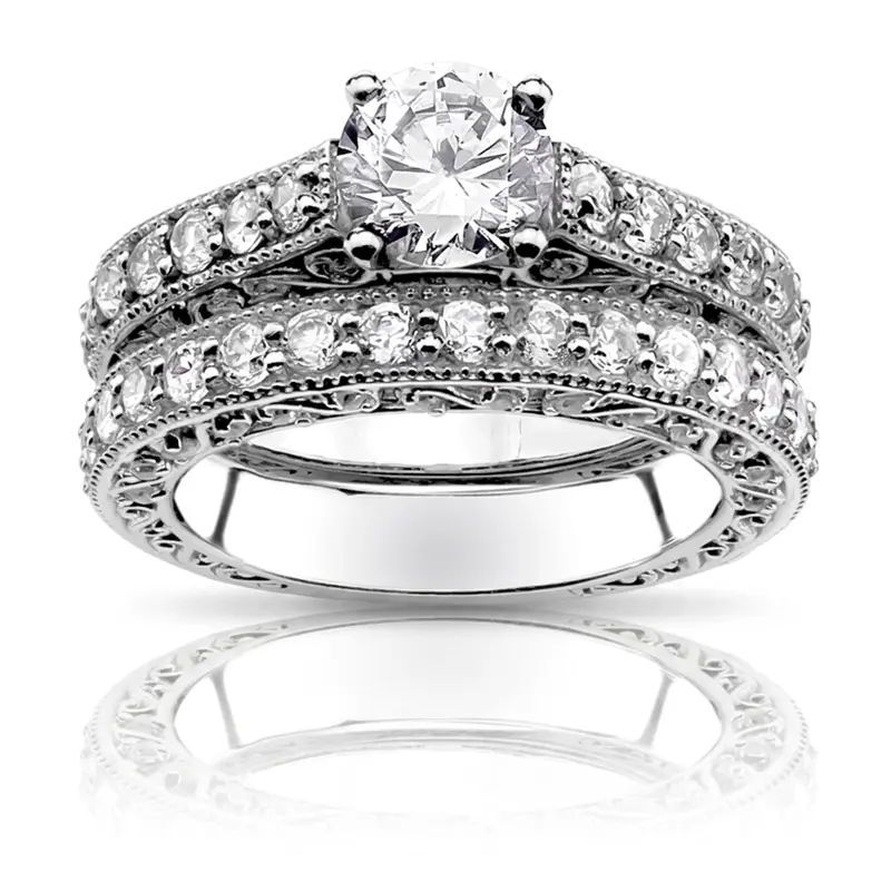 18K white gold Filigree Scroll Work Diamond Anniversary Wedding Band (1.00 ct. tw.) - alternate view 7