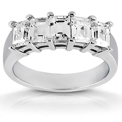 14K white gold Emerald Cut Prong Set Diamond Wedding Band (1.25 ct. tw.) - alternate view 4 thumbnail
