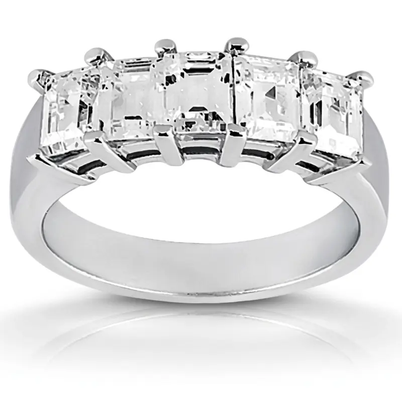 14K white gold Emerald Cut Prong Set Diamond Wedding Band (1.25 ct. tw.) - alternate view 4