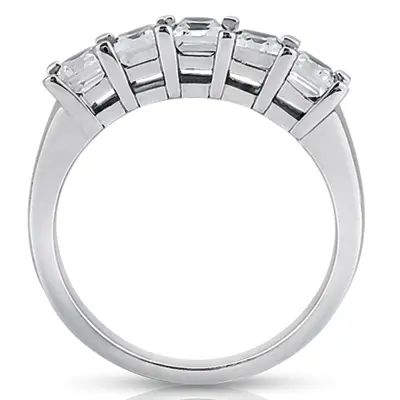 14K white gold Emerald Cut Prong Set Diamond Wedding Band (1.25 ct. tw.) - alternate view 3 thumbnail