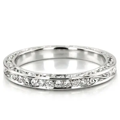 2.5mm Scroll Engraved Triple-Sided Diamond Band (1/8 ct. tw.) alternate view