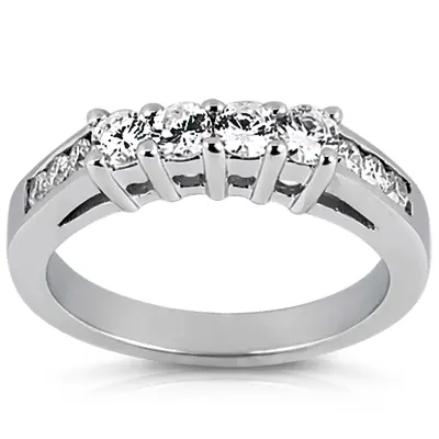 14K white gold 0.58 ct. Round Cut Prong Set Diamond Wedding Ring - main view thumbnail