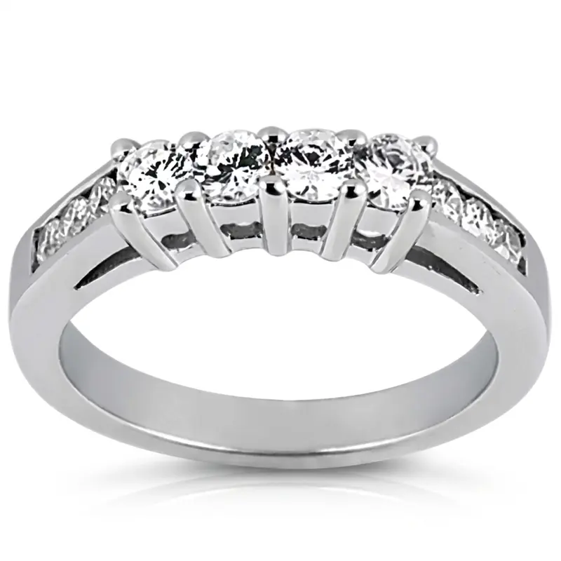 14K white gold 0.58 ct. Round Cut Prong Set Diamond Wedding Ring - main view