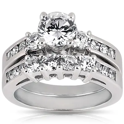14K white gold 0.58 ct. Round Cut Prong Set Diamond Wedding Ring - alternate view 2 thumbnail