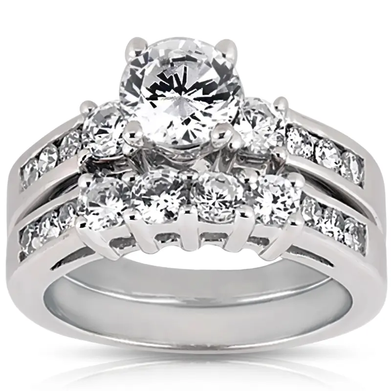 14K white gold 0.58 ct. Round Cut Prong Set Diamond Wedding Ring - alternate view 2