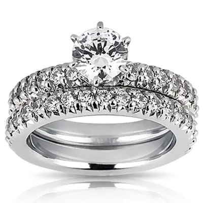 14K white gold Round Cut Prong Set Diamond Bridal Ring (0.60 ct. tw.) - alternate view 3 thumbnail