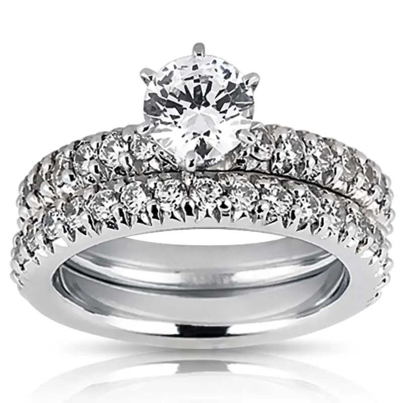 14K white gold Round Cut Prong Set Diamond Bridal Ring (0.60 ct. tw.) - alternate view 3