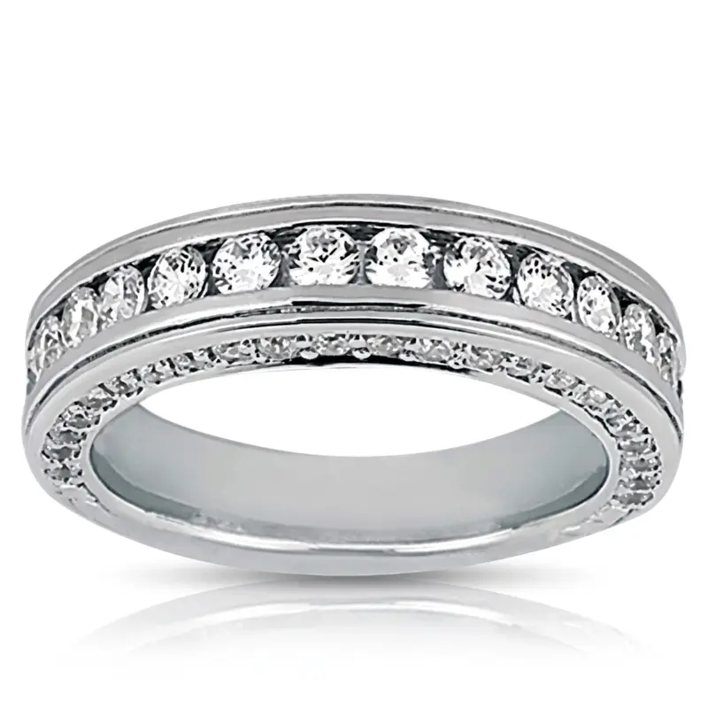 14K white gold Channel-Set Round Diamond Wedding Band (2/3 ct. tw.) - main view