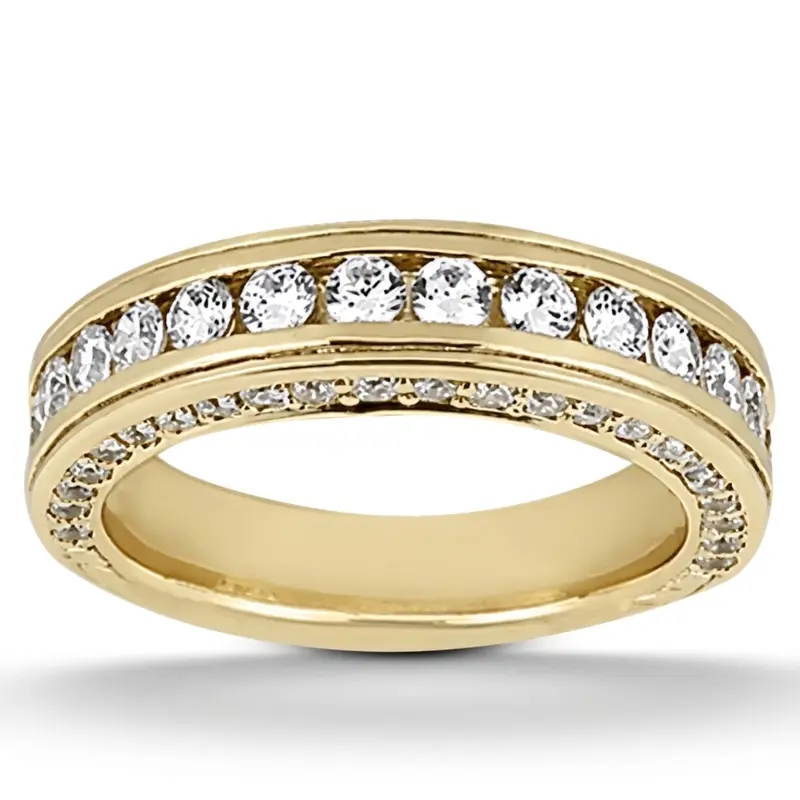 14K white gold Channel-Set Round Diamond Wedding Band (2/3 ct. tw.) - alternate view 2