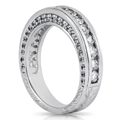 14K white gold Channel-Set Round Diamond Wedding Band (2/3 ct. tw.) - alternate view 3 thumbnail