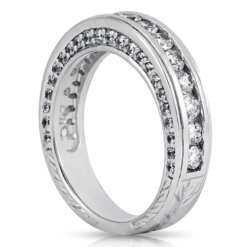 14K white gold Channel-Set Round Diamond Wedding Band (2/3 ct. tw.) - alternate view 3