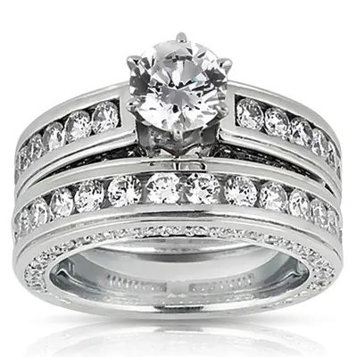 14K white gold Channel-Set Round Diamond Wedding Band (2/3 ct. tw.) - alternate view 4 thumbnail