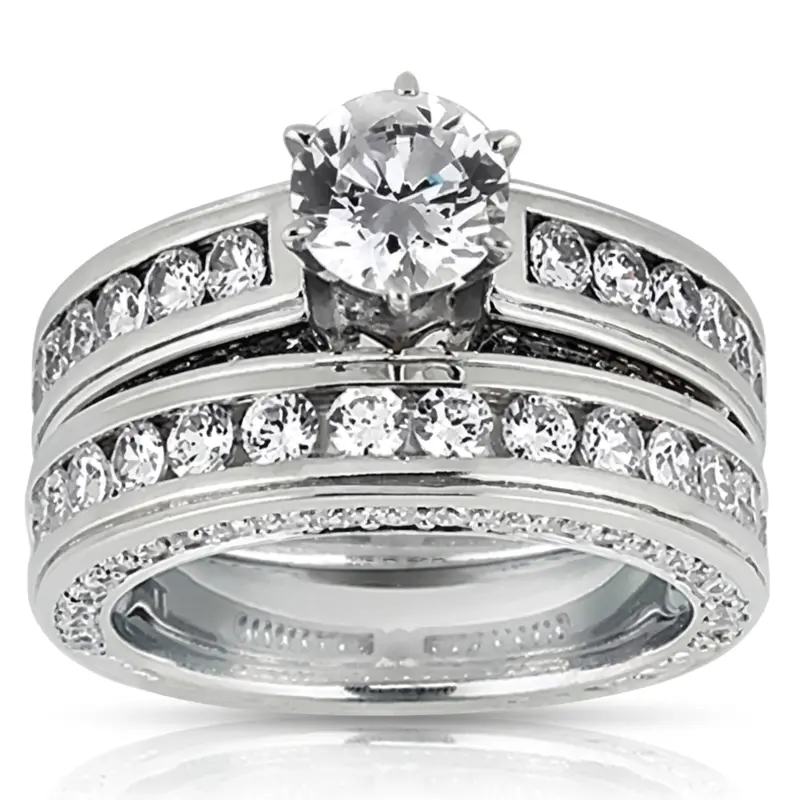 14K white gold Channel-Set Round Diamond Wedding Band (2/3 ct. tw.) - alternate view 4