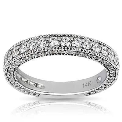 Milgrain Round Cut Diamond Wedding Ring (1 ct. tw.)