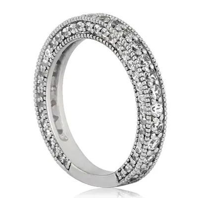18K white gold Milgrain Round Cut Diamond Wedding Ring (1 ct. tw.) - alternate view 3 thumbnail