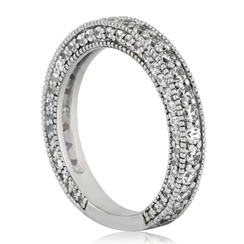18K white gold Milgrain Round Cut Diamond Wedding Ring (1 ct. tw.) - alternate view 3