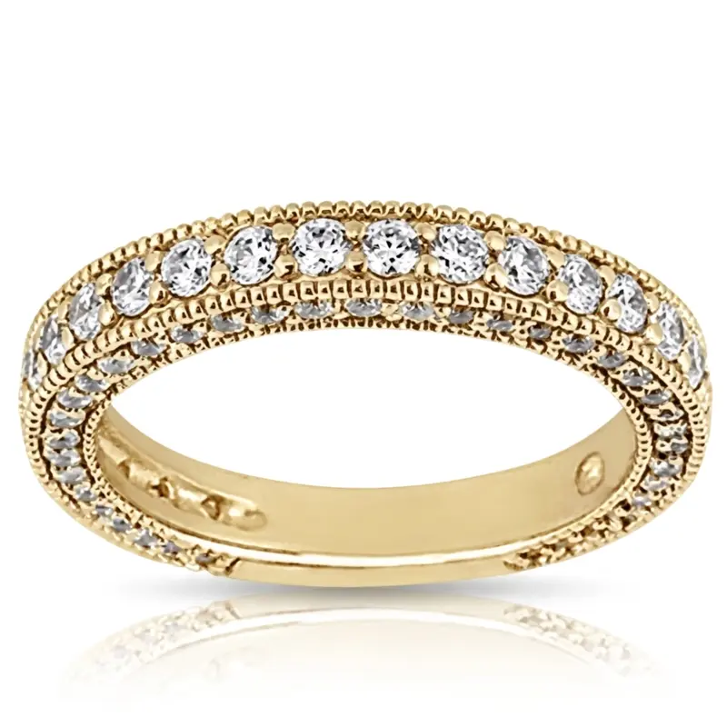 18K white gold Milgrain Round Cut Diamond Wedding Ring (1 ct. tw.) - alternate view 2