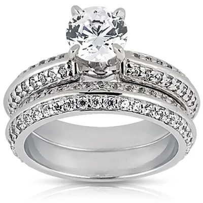 0.38 ct. Round Cut Bead Set Diamond Bridal Ring alternate view