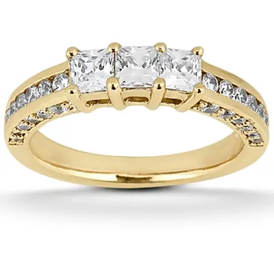 Antique Three Stone Diamond Bridal Ring (1.07 ct. tw.) alternate view