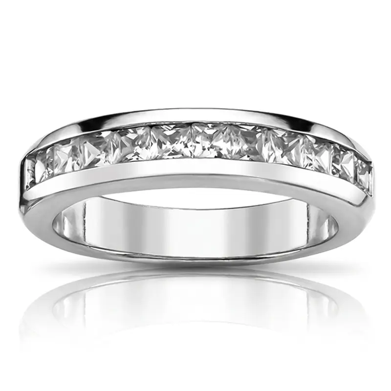 18K white gold Modern Princess Cut Diamond Channel Band (5/8 ct. tw.) - alternate view 2