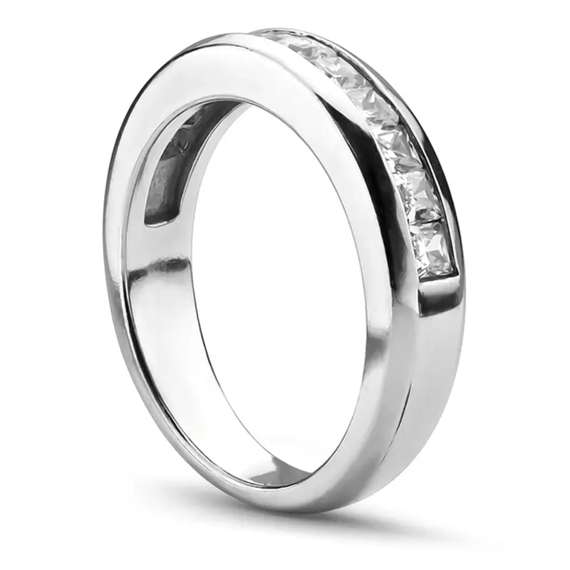 18K white gold Modern Princess Cut Diamond Channel Band (5/8 ct. tw.) - alternate view 3