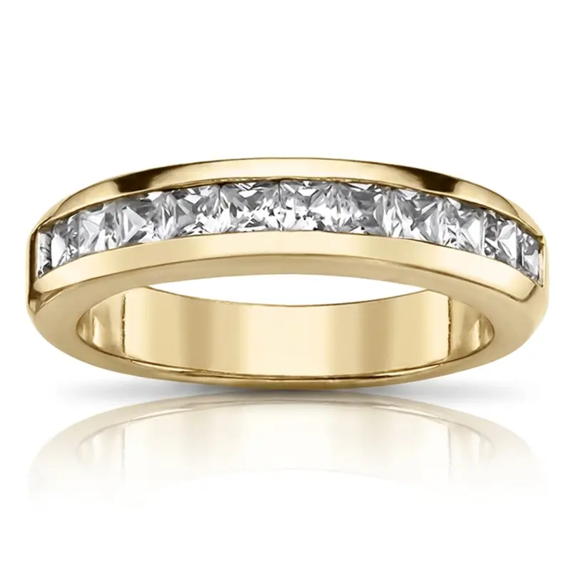 18K white gold Modern Princess Cut Diamond Channel Band (5/8 ct. tw.) - main view