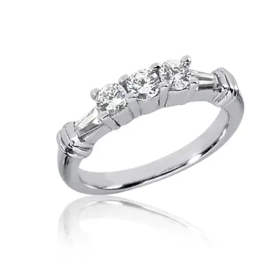 Round and Baguette Cut Bar Set Diamond Bridal Ring (0.69 ct. tw.)
