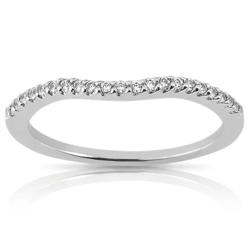 18K white gold 0.13 ct. Round Cut Prong Set Diamond Wedding Ring - main view