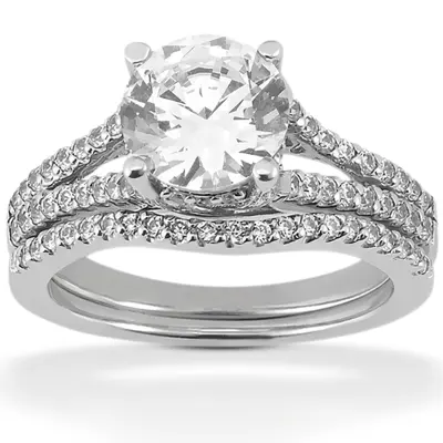 18K white gold 0.13 ct. Round Cut Prong Set Diamond Wedding Ring - alternate view 3 thumbnail