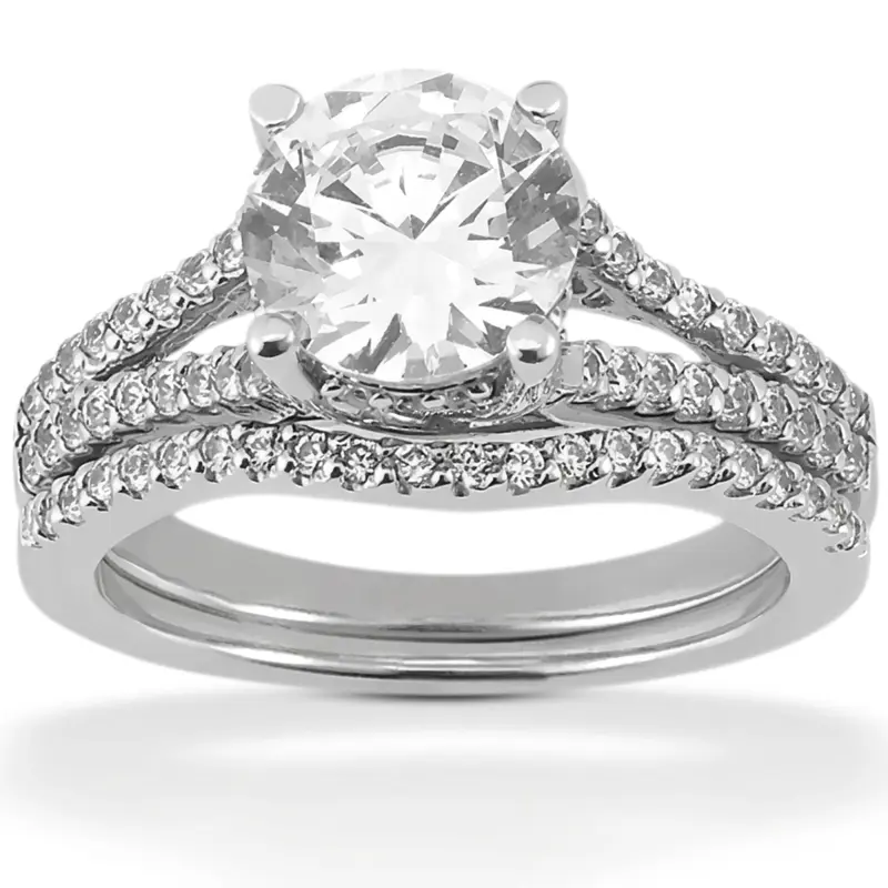 18K white gold 0.13 ct. Round Cut Prong Set Diamond Wedding Ring - alternate view 3