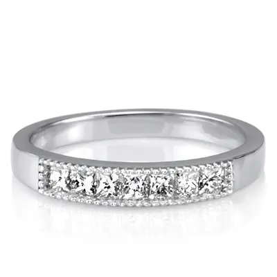 Princesss Cut Channel Set Milgrain Edge Diamond Wedding Ring (0.40 ct. tw.) - view 1 of 5