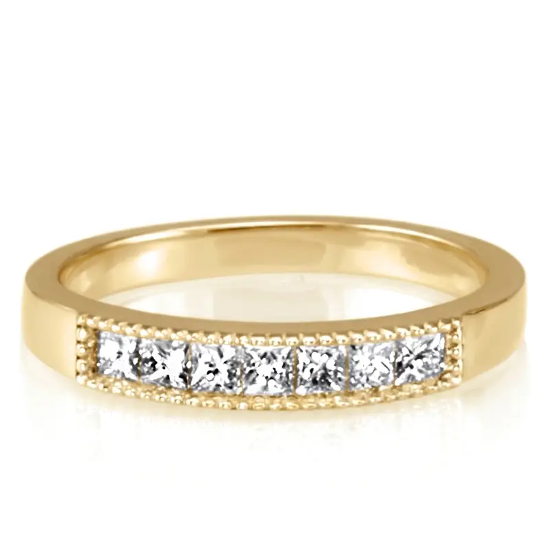 14K white gold Princesss Cut Channel Set Milgrain Edge Diamond Wedding Ring (0.40 ct. tw.) - alternate view 2